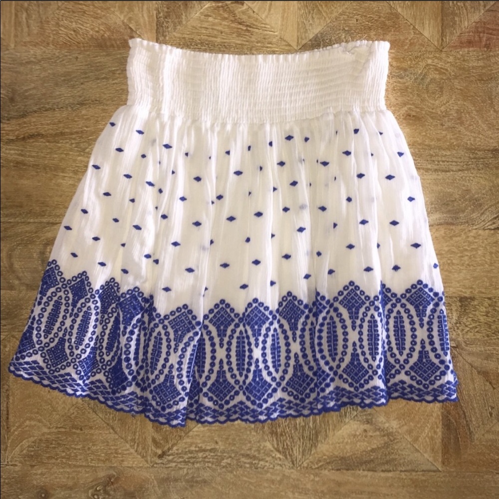 JCREW white embroidered skirt